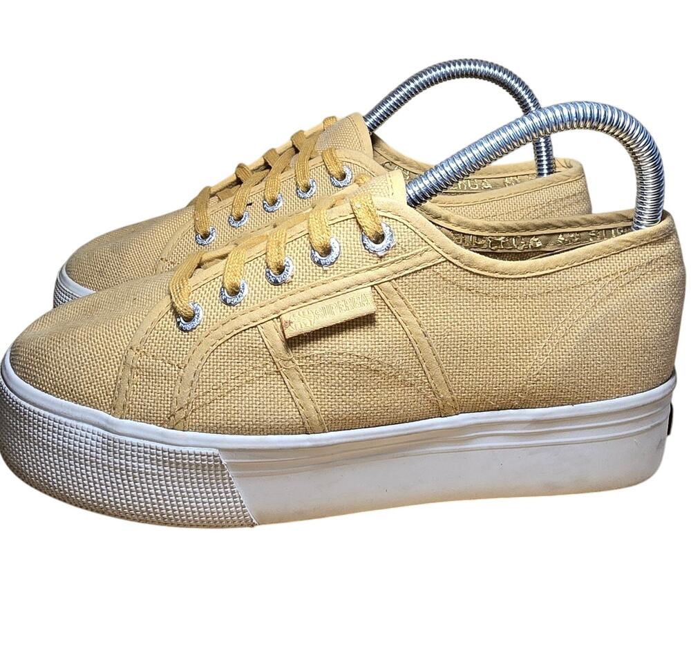 Superga Platform Sneaker 2790 Yellow Canvas Womens Size 7.5